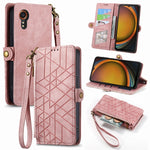 Custodia per telefono in pelle con fibbia laterale con cerniera geometrica, For Samsung Galaxy Xcover 7, For Samsung Galaxy A15, For Samsung Galaxy A53 5G