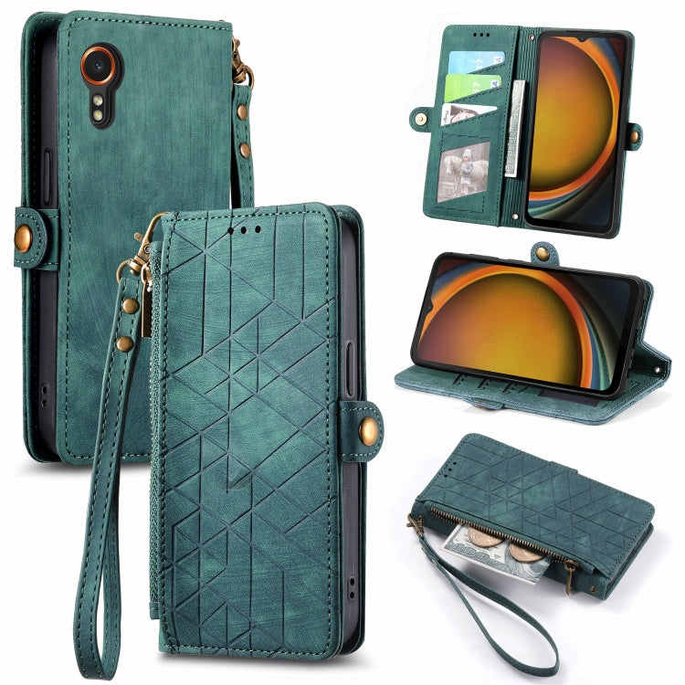 Custodia per telefono in pelle con fibbia laterale con cerniera geometrica, For Samsung Galaxy Xcover 7, For Samsung Galaxy A15, For Samsung Galaxy A53 5G