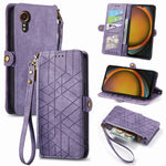 Custodia per telefono in pelle con fibbia laterale con cerniera geometrica, For Samsung Galaxy Xcover 7, For Samsung Galaxy A15, For Samsung Galaxy A53 5G