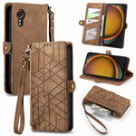 Custodia per telefono in pelle con fibbia laterale con cerniera geometrica, For Samsung Galaxy Xcover 7, For Samsung Galaxy A15, For Samsung Galaxy A53 5G