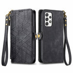 Custodia per telefono in pelle con fibbia laterale con cerniera geometrica, For Samsung Galaxy Xcover 7, For Samsung Galaxy A15, For Samsung Galaxy A53 5G