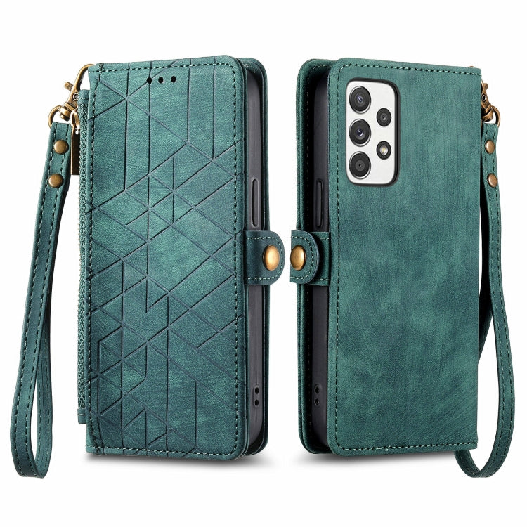 Custodia per telefono in pelle con fibbia laterale con cerniera geometrica, For Samsung Galaxy Xcover 7, For Samsung Galaxy A15, For Samsung Galaxy A53 5G