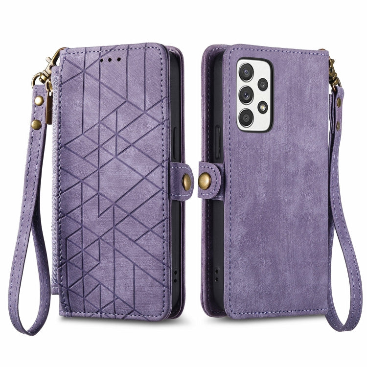 Custodia per telefono in pelle con fibbia laterale con cerniera geometrica, For Samsung Galaxy Xcover 7, For Samsung Galaxy A15, For Samsung Galaxy A53 5G