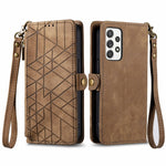 Custodia per telefono in pelle con fibbia laterale con cerniera geometrica, For Samsung Galaxy Xcover 7, For Samsung Galaxy A15, For Samsung Galaxy A53 5G