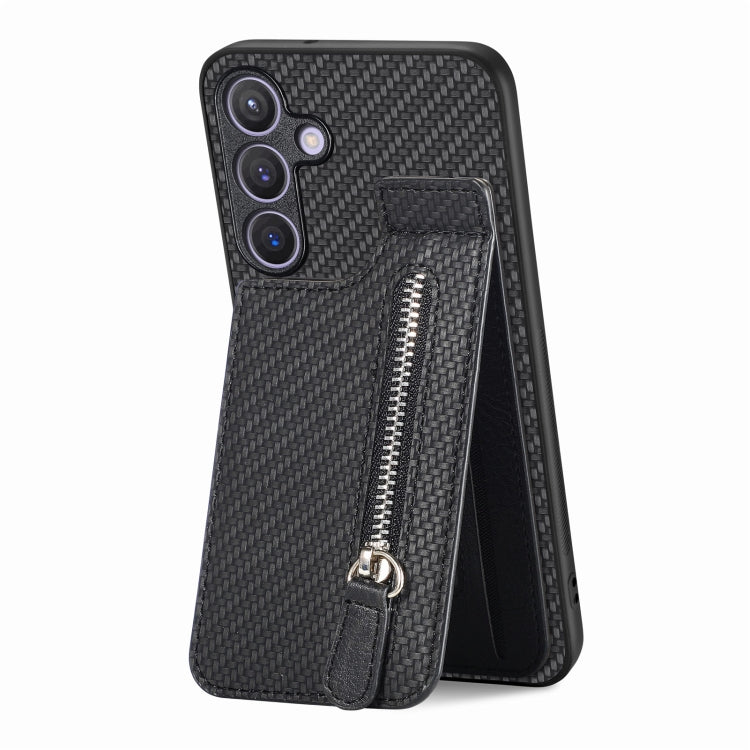 Custodia per telefono con cerniera verticale con cerniera in fibra di carbonio, For Samsung Galaxy A36, For Samsung Galaxy S24 Ultra 5G, For Samsung Galaxy S24+ 5G