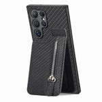 Custodia per telefono con cerniera verticale con cerniera in fibra di carbonio, For Samsung Galaxy A36, For Samsung Galaxy S24 Ultra 5G, For Samsung Galaxy S24+ 5G