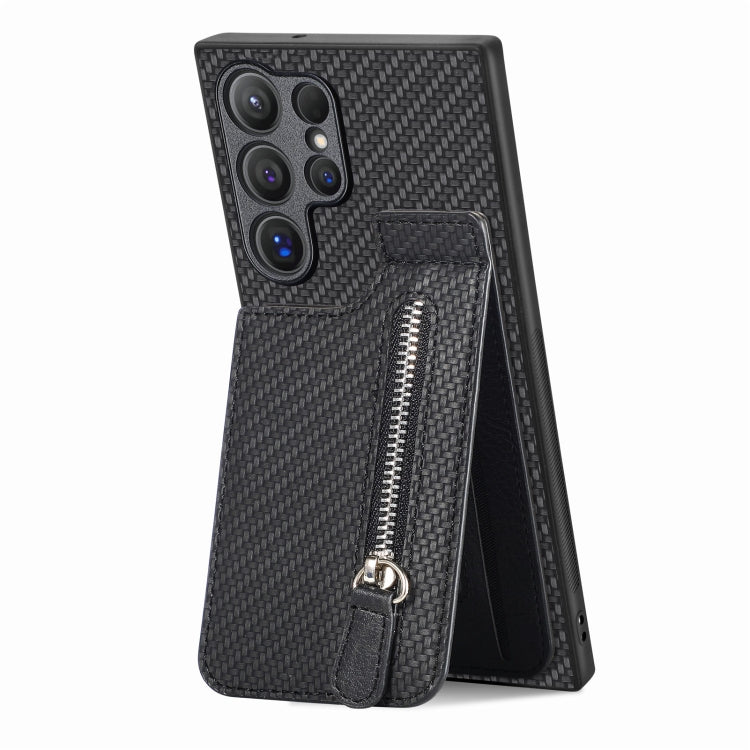 Custodia per telefono con cerniera verticale con cerniera in fibra di carbonio, For Samsung Galaxy A36, For Samsung Galaxy S24 Ultra 5G, For Samsung Galaxy S24+ 5G