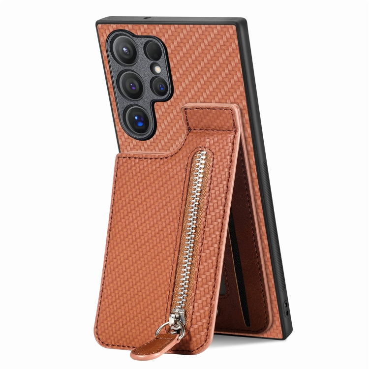 Custodia per telefono con cerniera verticale con cerniera in fibra di carbonio, For Samsung Galaxy A36, For Samsung Galaxy S24 Ultra 5G, For Samsung Galaxy S24+ 5G