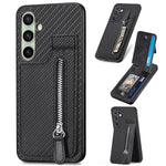 Custodia per telefono con cerniera verticale con cerniera in fibra di carbonio, For Samsung Galaxy A36, For Samsung Galaxy S24 Ultra 5G, For Samsung Galaxy S24+ 5G