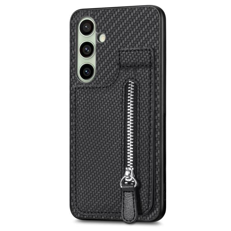 Custodia per telefono con cerniera verticale con cerniera in fibra di carbonio, For Samsung Galaxy A36, For Samsung Galaxy S24 Ultra 5G, For Samsung Galaxy S24+ 5G