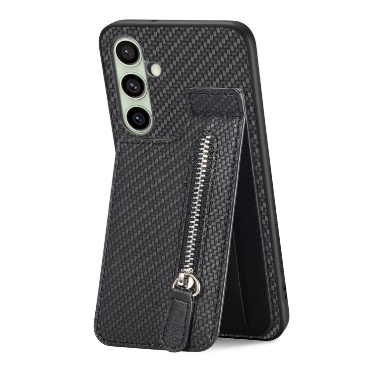 Custodia per telefono con cerniera verticale con cerniera in fibra di carbonio, For Samsung Galaxy A36, For Samsung Galaxy S24 Ultra 5G, For Samsung Galaxy S24+ 5G