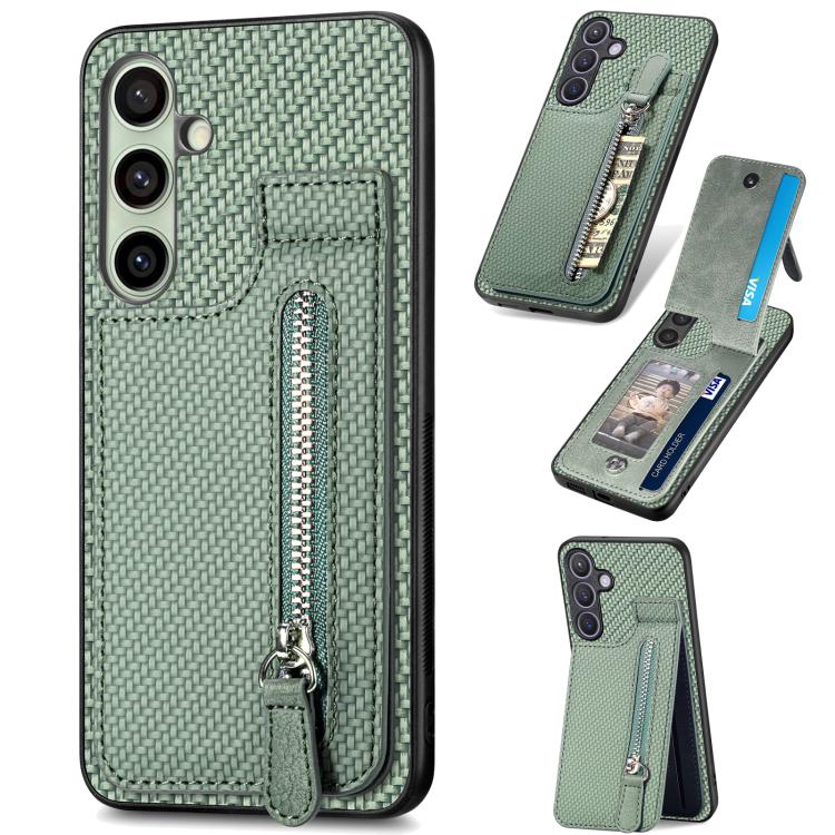 Custodia per telefono con cerniera verticale con cerniera in fibra di carbonio, For Samsung Galaxy A36, For Samsung Galaxy S24 Ultra 5G, For Samsung Galaxy S24+ 5G