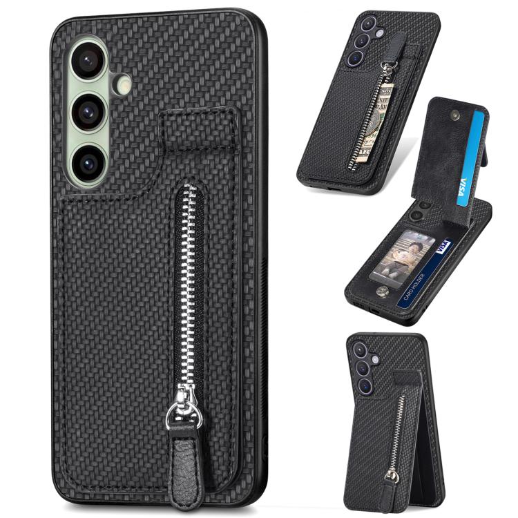 Custodia per telefono con cerniera verticale con cerniera in fibra di carbonio, For Samsung Galaxy A57 5G, For Samsung Galaxy A37 5G, For Samsung Galaxy S25 Edge 5G, For Samsung Galaxy A56 5G