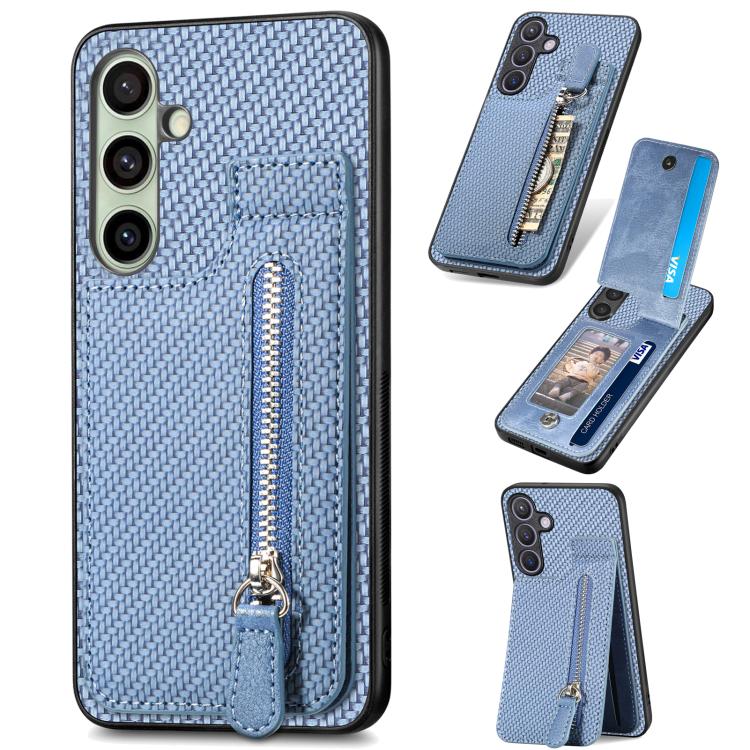 Custodia per telefono con cerniera verticale con cerniera in fibra di carbonio, For Samsung Galaxy A57 5G, For Samsung Galaxy A37 5G, For Samsung Galaxy S25 Edge 5G, For Samsung Galaxy A56 5G