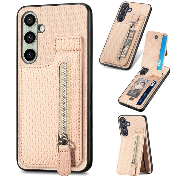 Custodia per telefono con cerniera verticale con cerniera in fibra di carbonio, For Samsung Galaxy A57 5G, For Samsung Galaxy A37 5G, For Samsung Galaxy S25 Edge 5G, For Samsung Galaxy A56 5G