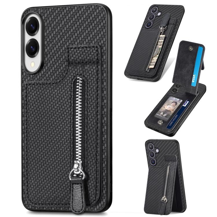 Custodia per telefono con cerniera verticale con cerniera in fibra di carbonio, For Samsung Galaxy A57 5G, For Samsung Galaxy A37 5G, For Samsung Galaxy S25 Edge 5G, For Samsung Galaxy A56 5G