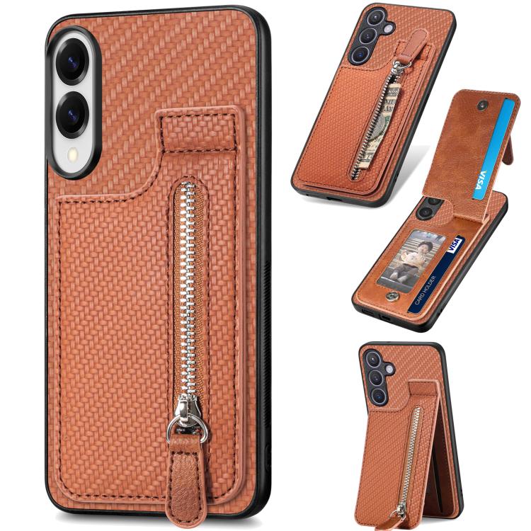 Custodia per telefono con cerniera verticale con cerniera in fibra di carbonio, For Samsung Galaxy A57 5G, For Samsung Galaxy A37 5G, For Samsung Galaxy S25 Edge 5G, For Samsung Galaxy A56 5G