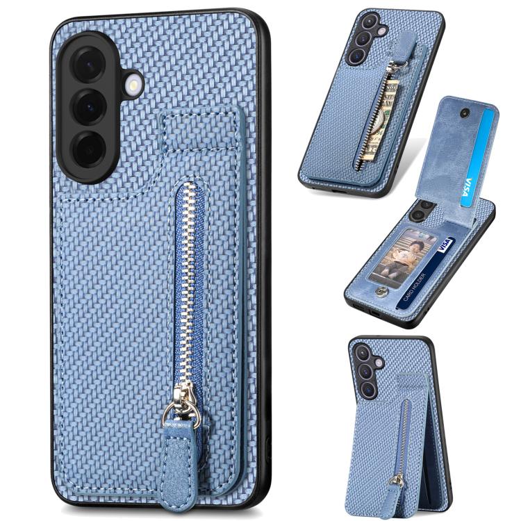 Custodia per telefono con cerniera verticale con cerniera in fibra di carbonio, For Samsung Galaxy A57 5G, For Samsung Galaxy A37 5G, For Samsung Galaxy S25 Edge 5G, For Samsung Galaxy A56 5G