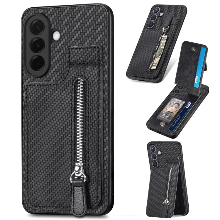 Custodia per telefono con cerniera verticale con cerniera in fibra di carbonio, For Samsung Galaxy A57 5G, For Samsung Galaxy A37 5G, For Samsung Galaxy S25 Edge 5G, For Samsung Galaxy A56 5G