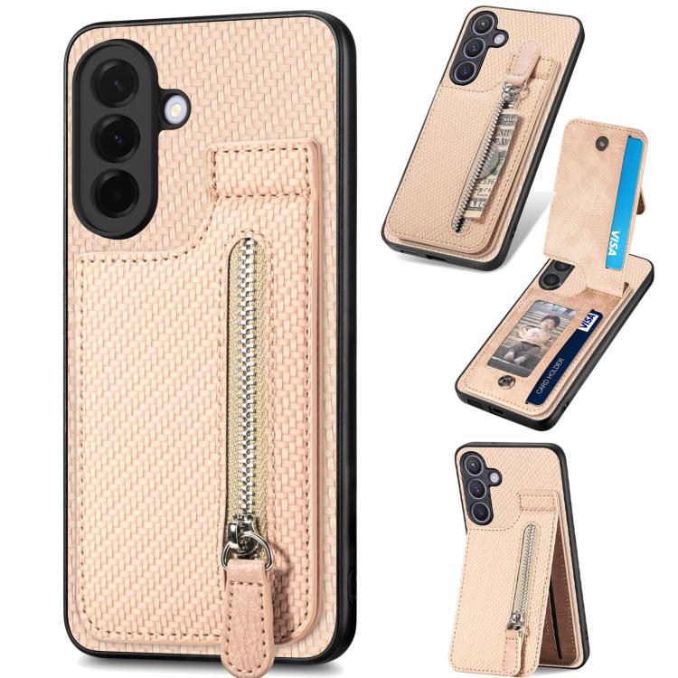 Custodia per telefono con cerniera verticale con cerniera in fibra di carbonio, For Samsung Galaxy A57 5G, For Samsung Galaxy A37 5G, For Samsung Galaxy S25 Edge 5G, For Samsung Galaxy A56 5G