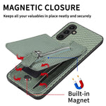 Custodia per telefono con cerniera verticale con cerniera in fibra di carbonio, For Samsung Galaxy A36, For Samsung Galaxy S24 Ultra 5G, For Samsung Galaxy S24+ 5G