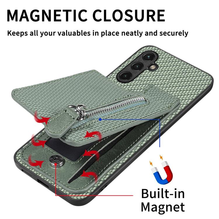 Custodia per telefono con cerniera verticale con cerniera in fibra di carbonio, For Samsung Galaxy A36, For Samsung Galaxy S24 Ultra 5G, For Samsung Galaxy S24+ 5G