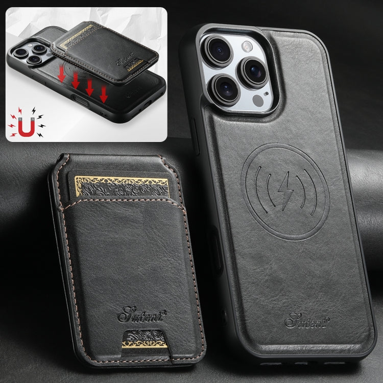 Custodia per telefono posteriore staccabile in pelle Suteni H15 MagSafe Oil Eax, For iPhone 16 Pro, For iPhone 16 Plus, For iPhone 16, For iPhone 15 Pro Max
