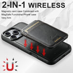 Custodia per telefono posteriore staccabile in pelle Suteni H15 MagSafe Oil Eax, For iPhone 16 Pro, For iPhone 16 Plus, For iPhone 16, For iPhone 15 Pro Max