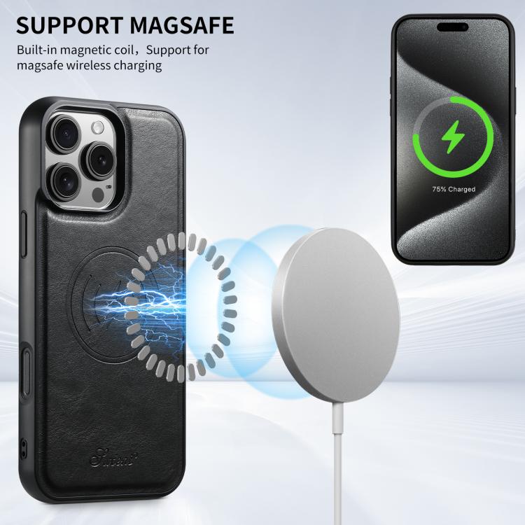 Custodia per telefono posteriore staccabile in pelle Suteni H15 MagSafe Oil Eax, For iPhone 17 Pro, For iPhone 17, For iPhone Air, For iPhone 16 Pro Max
