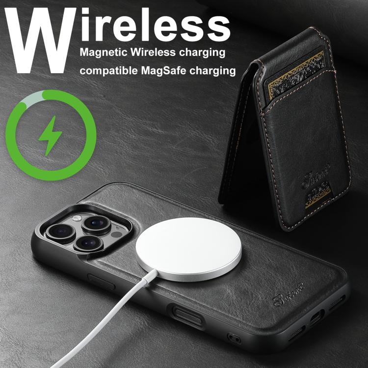 Custodia per telefono posteriore staccabile in pelle Suteni H15 MagSafe Oil Eax, For iPhone 17 Pro, For iPhone 17, For iPhone Air, For iPhone 16 Pro Max