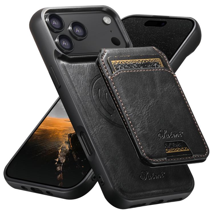 Custodia per telefono posteriore staccabile in pelle Suteni H15 MagSafe Oil Eax, For iPhone 18, For iPhone 18 Pro, For iPhone 18 Pro Max, For iPhone 17 Pro Max