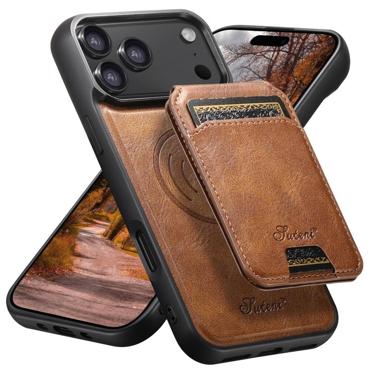 Custodia per telefono posteriore staccabile in pelle Suteni H15 MagSafe Oil Eax, For iPhone 18, For iPhone 18 Pro, For iPhone 18 Pro Max, For iPhone 17 Pro Max