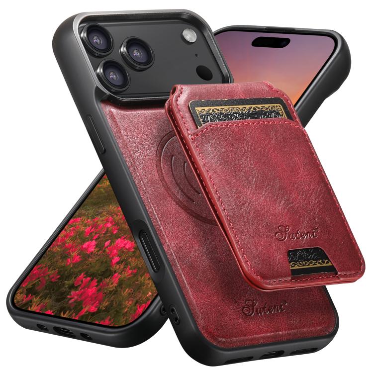 Custodia per telefono posteriore staccabile in pelle Suteni H15 MagSafe Oil Eax, For iPhone 18, For iPhone 18 Pro, For iPhone 18 Pro Max, For iPhone 17 Pro Max