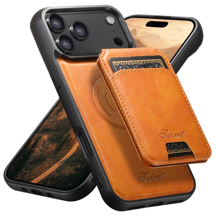 Custodia per telefono posteriore staccabile in pelle Suteni H15 MagSafe Oil Eax, For iPhone 18, For iPhone 18 Pro, For iPhone 18 Pro Max, For iPhone 17 Pro Max