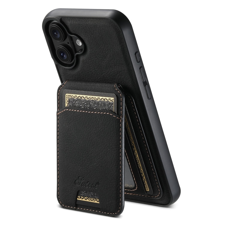 Custodia per telefono posteriore staccabile a portafoglio Suteni H16 Litchi Texture, For iPhone 16 Pro, For iPhone 16 Plus, For iPhone 16, For iPhone 15 Pro Max, For iPhone 15 Pro, For iPhone 15 Plus