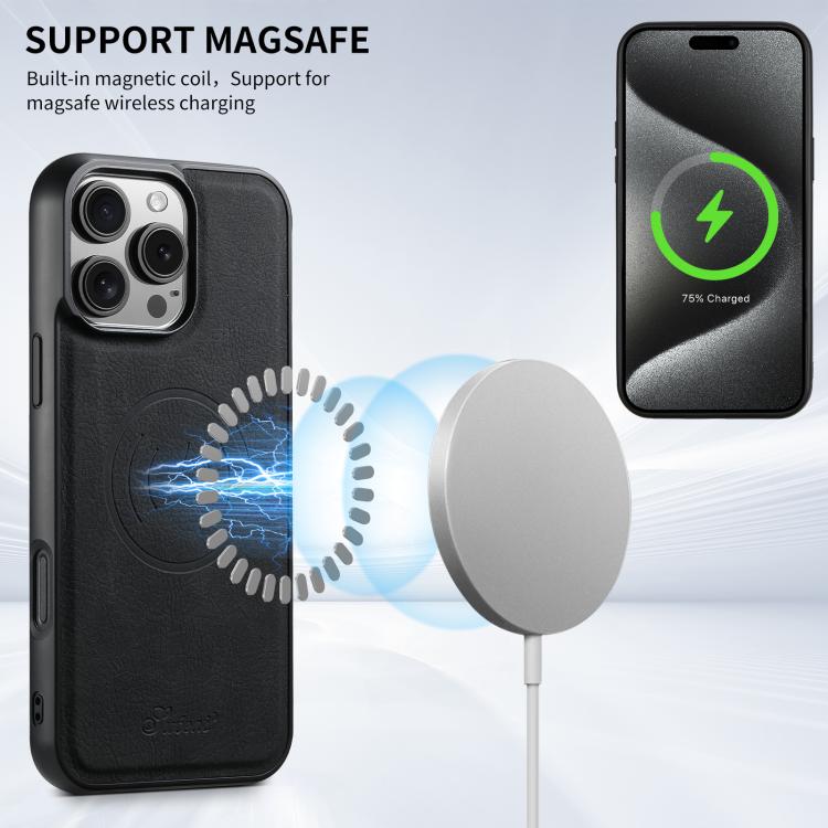 Custodia per telefono posteriore staccabile a portafoglio Suteni H16 Litchi Texture, For iPhone 17e / 16e, For iPhone 17 Pro Max, For iPhone 17 Pro, For iPhone 17, For iPhone Air, For iPhone 16 Pro Max