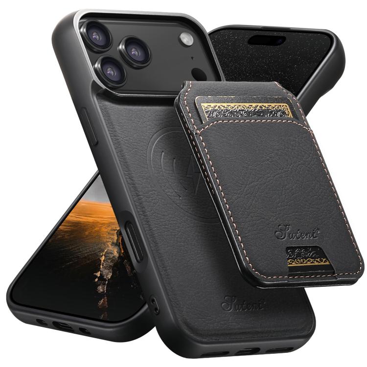 Custodia per telefono posteriore staccabile a portafoglio Suteni H16 Litchi Texture, For iPhone 17e / 16e, For iPhone 17 Pro Max, For iPhone 17 Pro, For iPhone 17, For iPhone Air, For iPhone 16 Pro Max