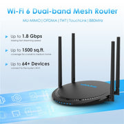 WAVLINK WN531AX2 AX1800 Router Internet wireless Gigabit dual band Ripetitore WiFi 6, US Plug, UK Plug, AU Plug, EU Plug