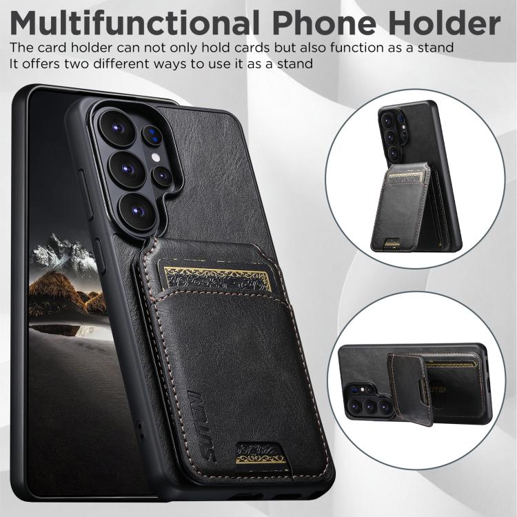 Custodia per telefono con supporto posteriore in pelle Suteni H02, For Samsung Galaxy S26+ 5G, For Samsung Galaxy S26 Ultra 5G, For Samsung Galaxy S25+ 5G, For Samsung Galaxy S25 Ultra 5G, For Samsung Galaxy S24 Ultra 5G, For Samsung Galaxy S24+ 5G    ...