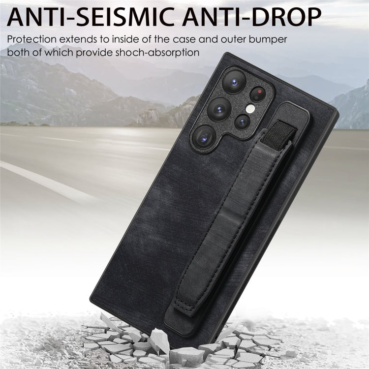 Custodia per telefono posteriore in pelle con supporto per cinturino retrò, For Samsung Galaxy S22 Ultra 5G, For Samsung Galaxy S22+ 5G, For Samsung Galaxy S22 5G, For Samsung Galaxy A13 5G