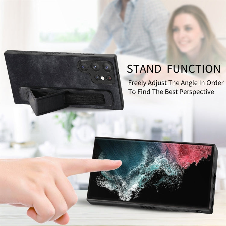 Custodia per telefono posteriore in pelle con supporto per cinturino retrò, For Samsung Galaxy S22 Ultra 5G, For Samsung Galaxy S22+ 5G, For Samsung Galaxy S22 5G, For Samsung Galaxy A13 5G