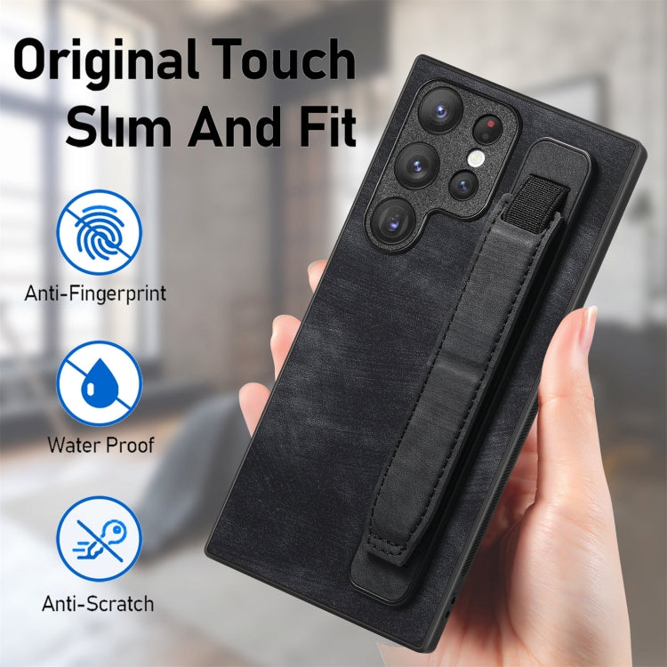 Custodia per telefono posteriore in pelle con supporto per cinturino retrò, For Samsung Galaxy S22 Ultra 5G, For Samsung Galaxy S22+ 5G, For Samsung Galaxy S22 5G, For Samsung Galaxy A13 5G