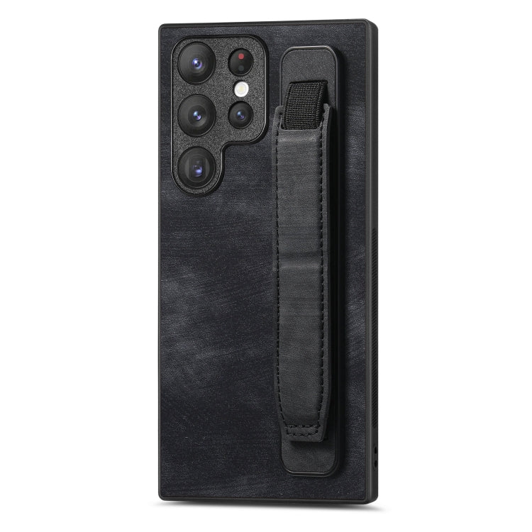 Custodia per telefono posteriore in pelle con supporto per cinturino retrò, For Samsung Galaxy S24 Ultra 5G, For Samsung Galaxy A54 5G, For Samsung Galaxy A04e, For Samsung Galaxy S23 Ultra 5G