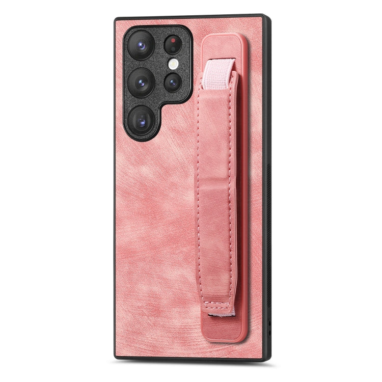 Custodia per telefono posteriore in pelle con supporto per cinturino retrò, For Samsung Galaxy S24 Ultra 5G, For Samsung Galaxy A54 5G, For Samsung Galaxy A04e, For Samsung Galaxy S23 Ultra 5G