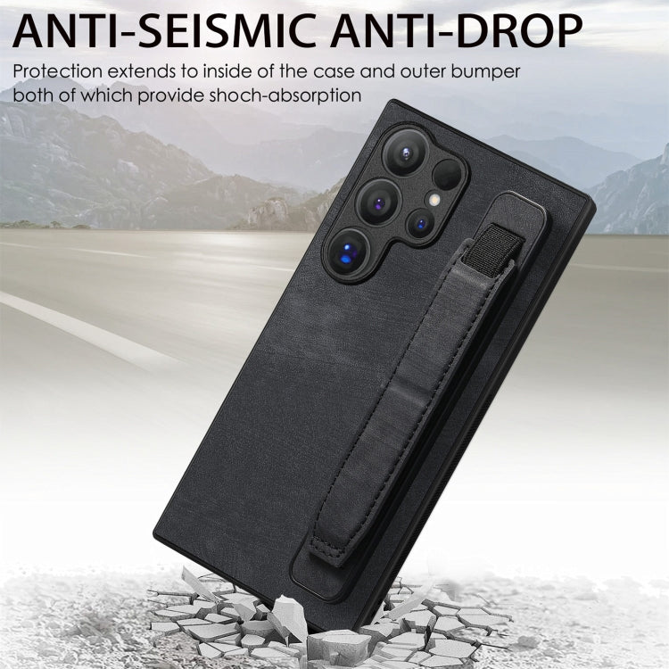 Custodia per telefono posteriore in pelle con supporto per cinturino retrò, For Samsung Galaxy S24 Ultra 5G, For Samsung Galaxy A54 5G, For Samsung Galaxy A04e, For Samsung Galaxy S23 Ultra 5G