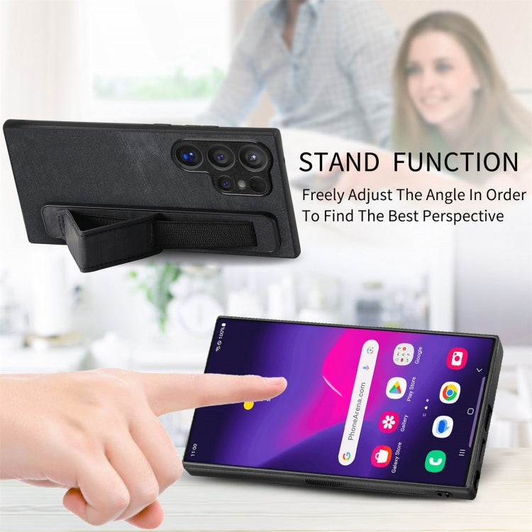 Custodia per telefono posteriore in pelle con supporto per cinturino retrò, For Samsung Galaxy S24 Ultra 5G, For Samsung Galaxy A54 5G, For Samsung Galaxy A04e, For Samsung Galaxy S23 Ultra 5G
