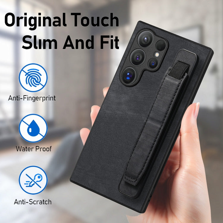 Custodia per telefono posteriore in pelle con supporto per cinturino retrò, For Samsung Galaxy S24 Ultra 5G, For Samsung Galaxy A54 5G, For Samsung Galaxy A04e, For Samsung Galaxy S23 Ultra 5G