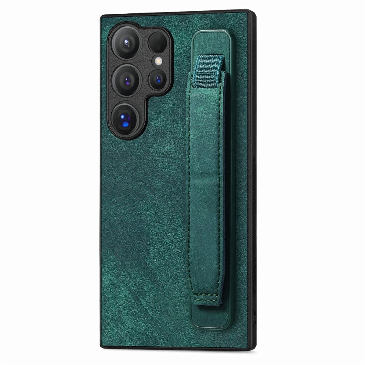Custodia per telefono posteriore in pelle con supporto per cinturino retrò, For Samsung Galaxy S24 Ultra 5G, For Samsung Galaxy A54 5G, For Samsung Galaxy A04e, For Samsung Galaxy S23 Ultra 5G
