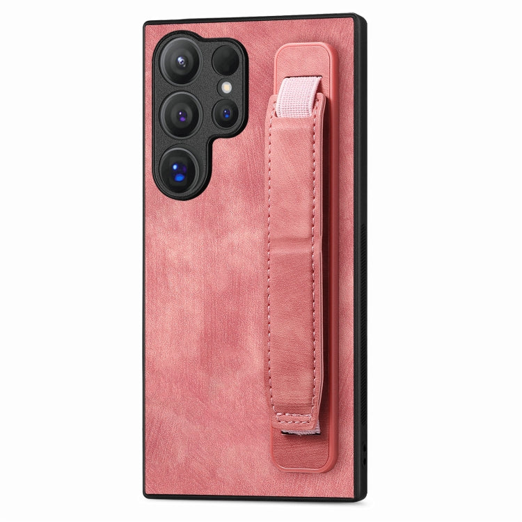 Custodia per telefono posteriore in pelle con supporto per cinturino retrò, For Samsung Galaxy S24 Ultra 5G, For Samsung Galaxy A54 5G, For Samsung Galaxy A04e, For Samsung Galaxy S23 Ultra 5G