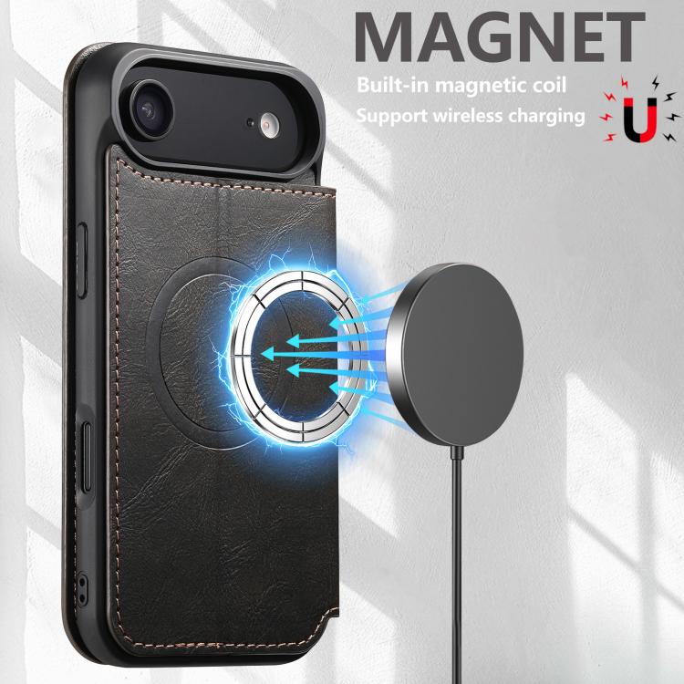Custodia magnetica per telefono Magsafe in pelle Suteni J05, For iPhone 17 AIr, For iPhone 16 Pro Max, For iPhone 16 Pro, For iPhone 16 Plus, For iPhone 16, For iPhone 15 Pro Max